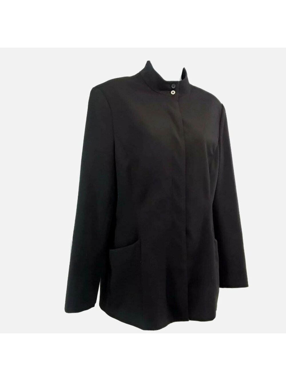 The Limited Stretch Black Mandarin Collar Blazer Womens Medium Long Jacket